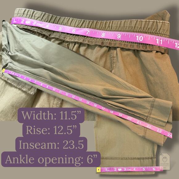 Zara Basic Olive Green Paperbag Waist Tie Belt Pants XS - Picture 5 of 6